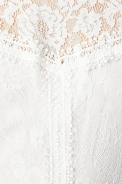 Short Sleeve Eyelash Lace Bodice Wedding Dress
