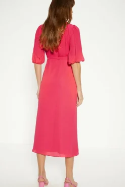 Short Sleeve Midi Wrap Dress