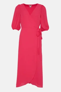Short Sleeve Midi Wrap Dress