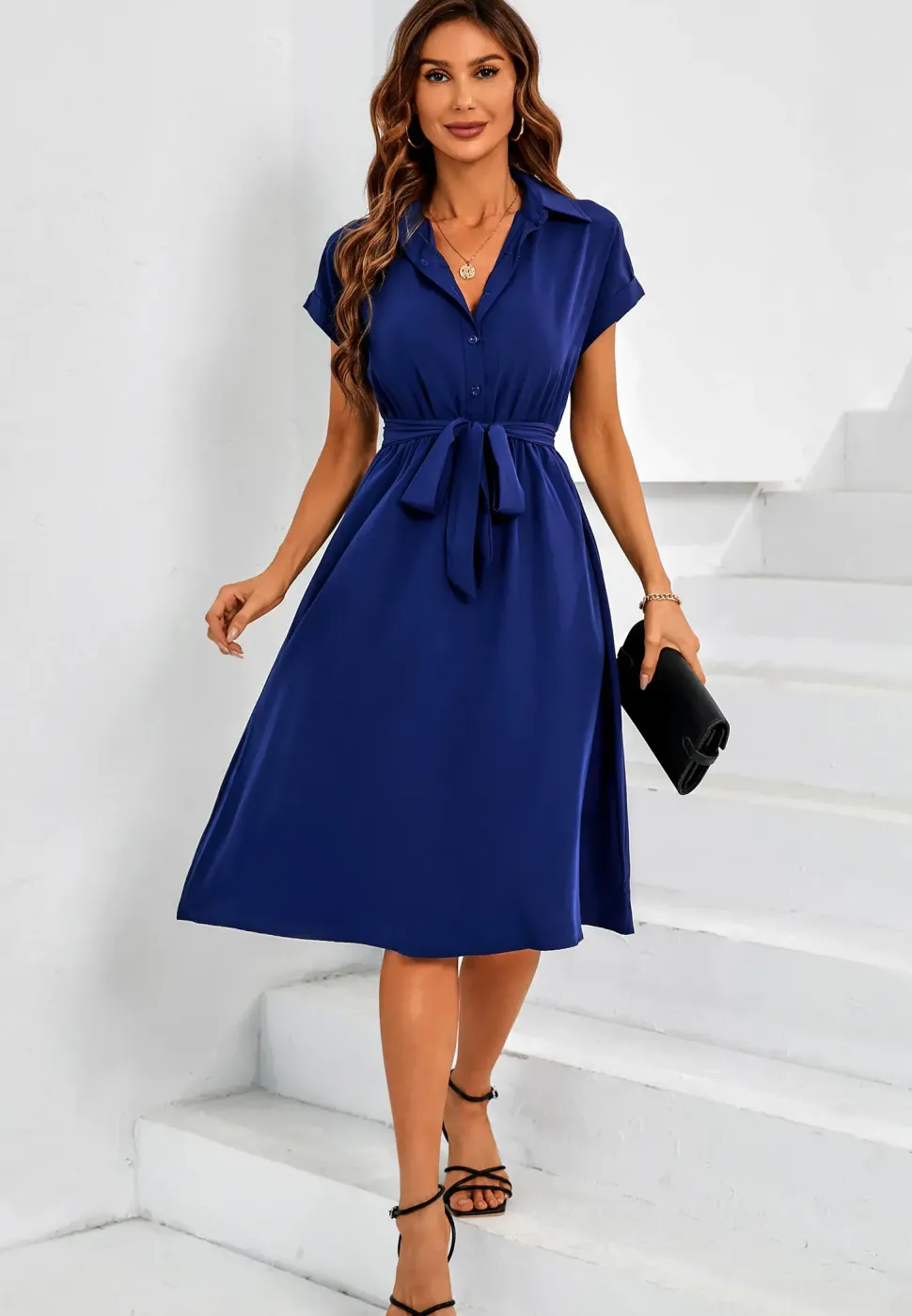 Short Sleeve Shirt Midi Dress