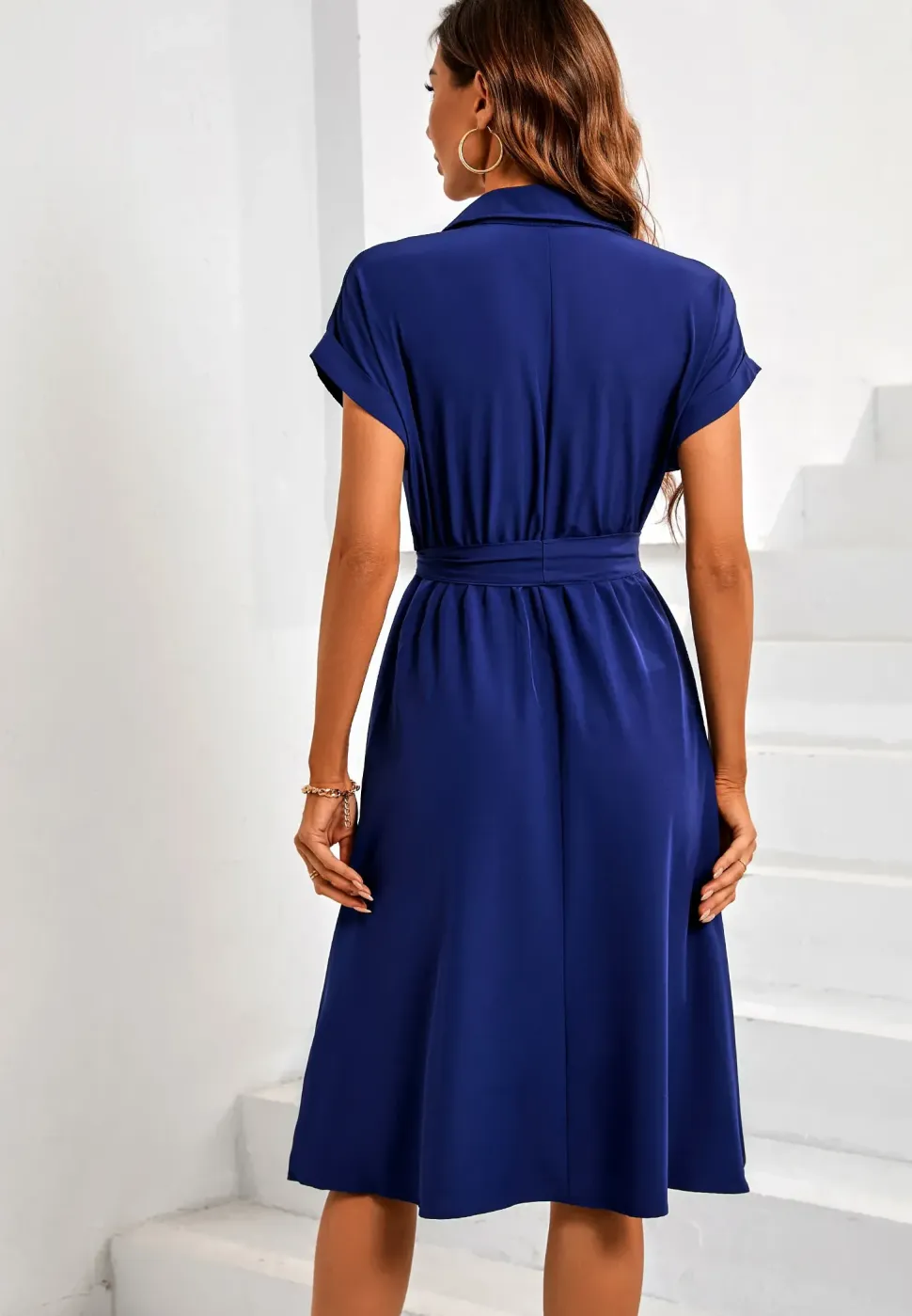 Short Sleeve Shirt Midi Dress