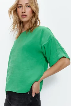 Short Sleeve Textured Woven Tee