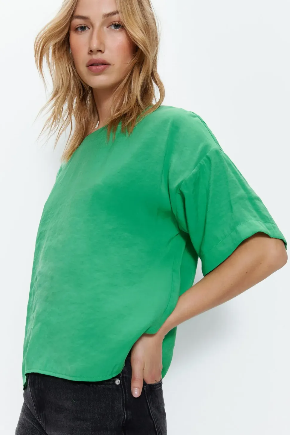 Short Sleeve Textured Woven Tee