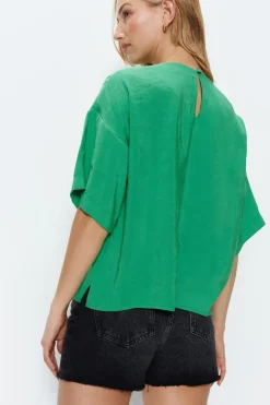Short Sleeve Textured Woven Tee