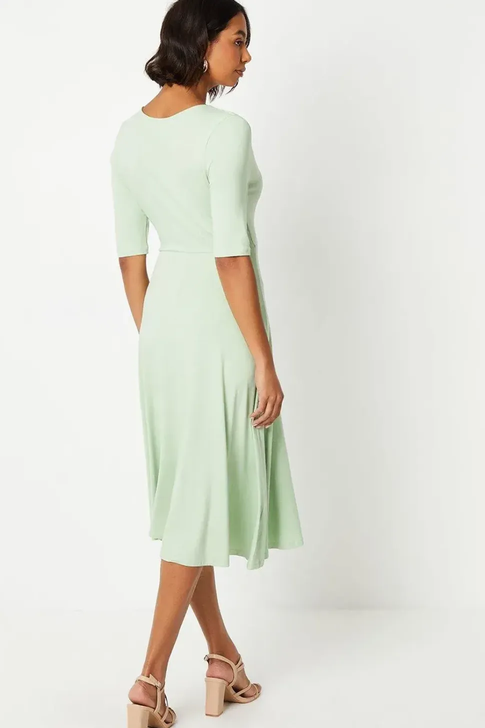 Short Sleeve Wrap Midi Dress