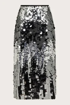 Sia Sequin Midi Skirt Silver