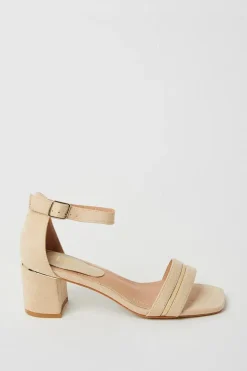 Sicily Hardware Detail Two Part Mid Block Heeled Sandals
