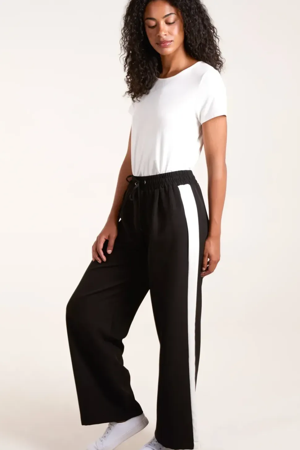 Side Stripe Elastic Waist Trousers