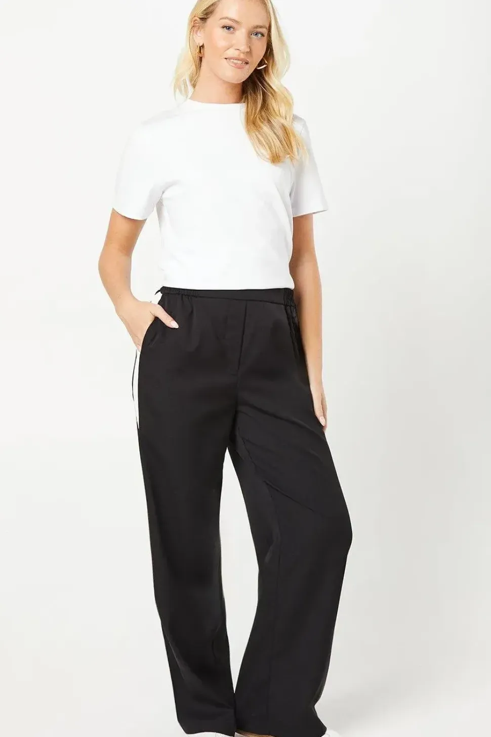 Side Stripe Pull On Wide Leg Trouser