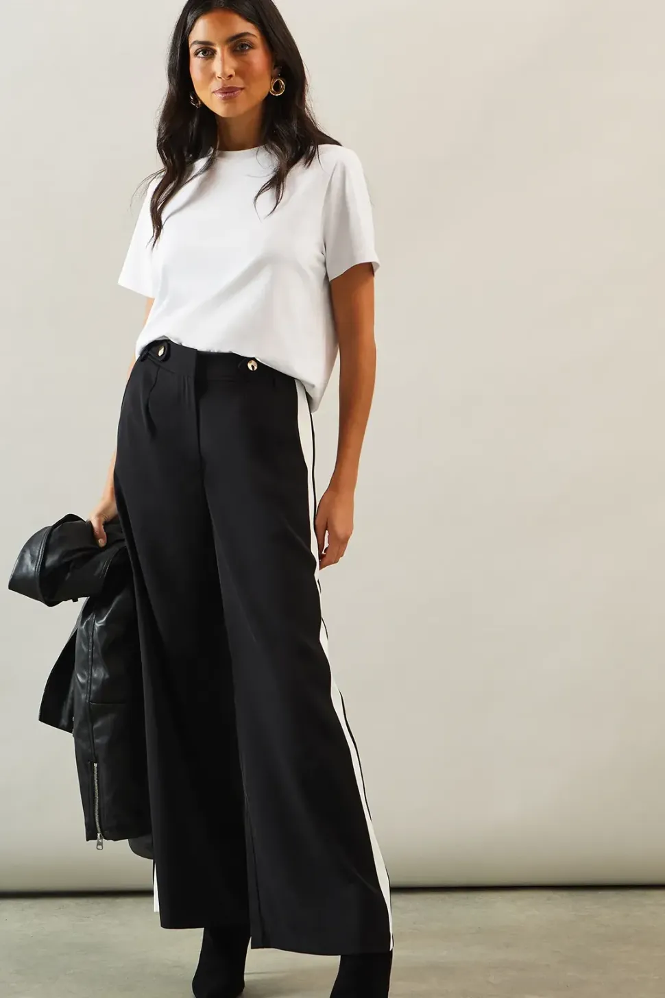 Side Stripe Wide Leg Trousers