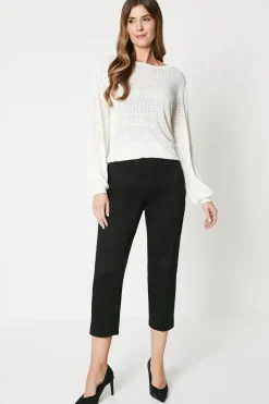 Side Zip Stretch Crop Trousers