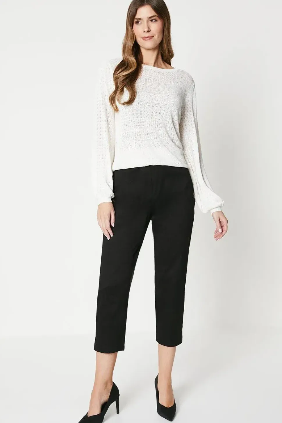 Side Zip Stretch Crop Trousers