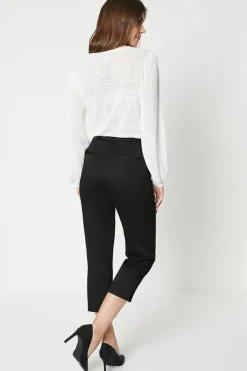 Side Zip Stretch Crop Trousers