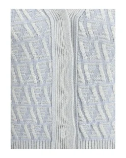 Silk Cardigan with Concealed Button Closure and Jacquard Weave