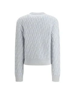 Silk Sweater with Ribbed Crew Neck and Iconic Jacquard FF Logo