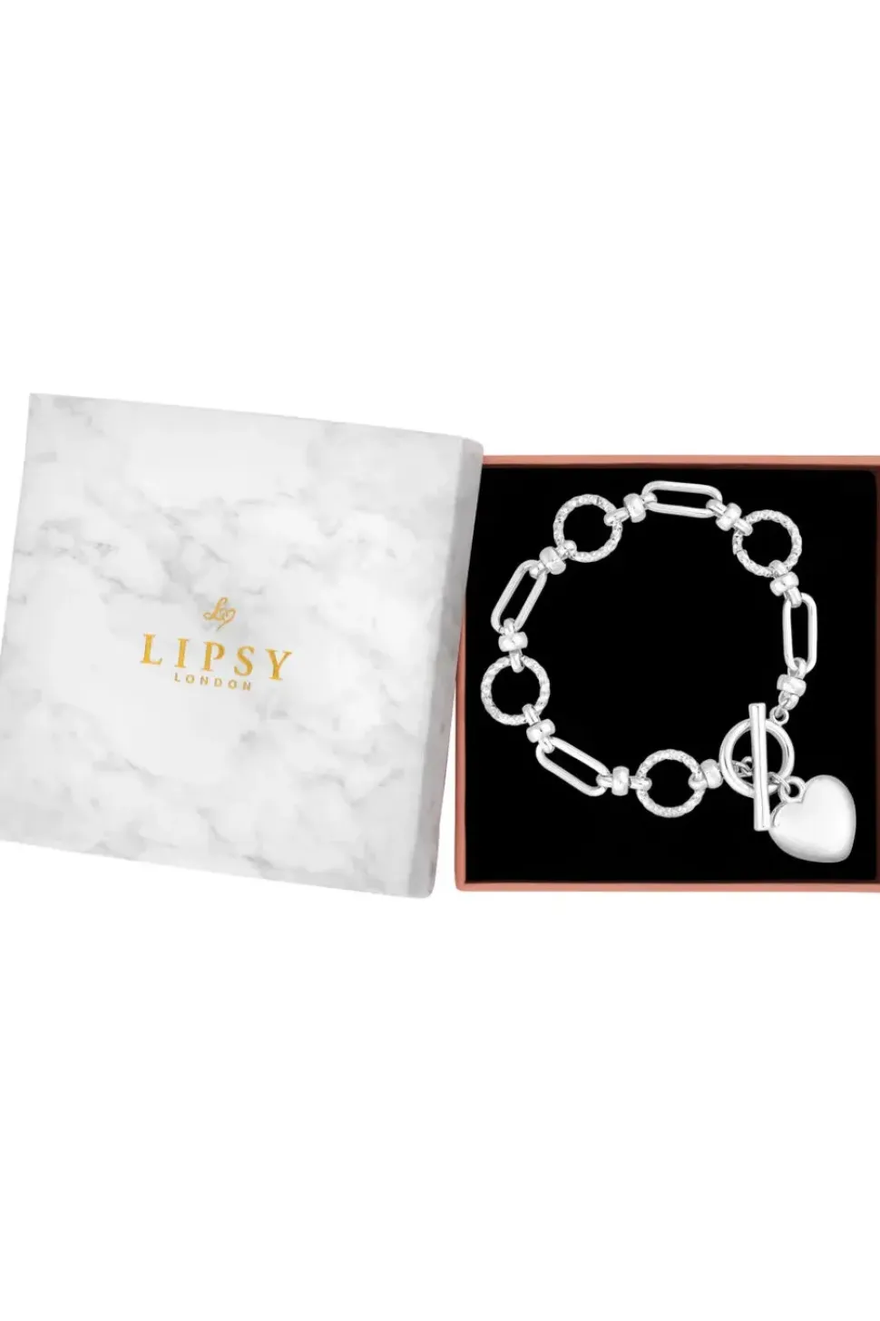 Silver Chunky Puff Heart Bracelet - Gift Boxed