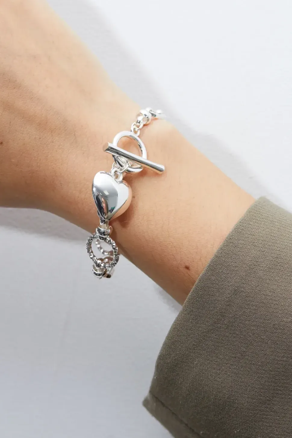 Silver Chunky Puff Heart Bracelet - Gift Boxed