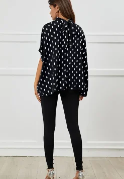 Silver Foil Loose-Fit Top In Navy