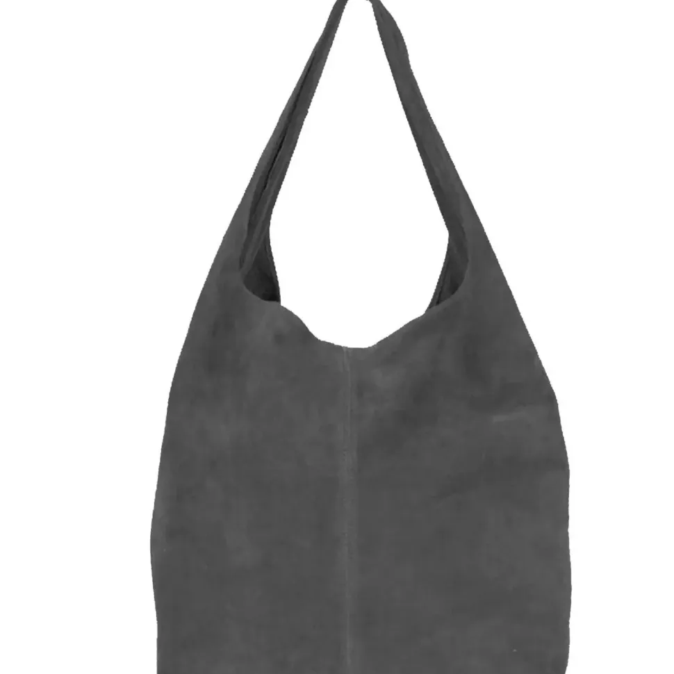 Silver Grey Soft Suede Hobo Shoulder Bag | BYIED