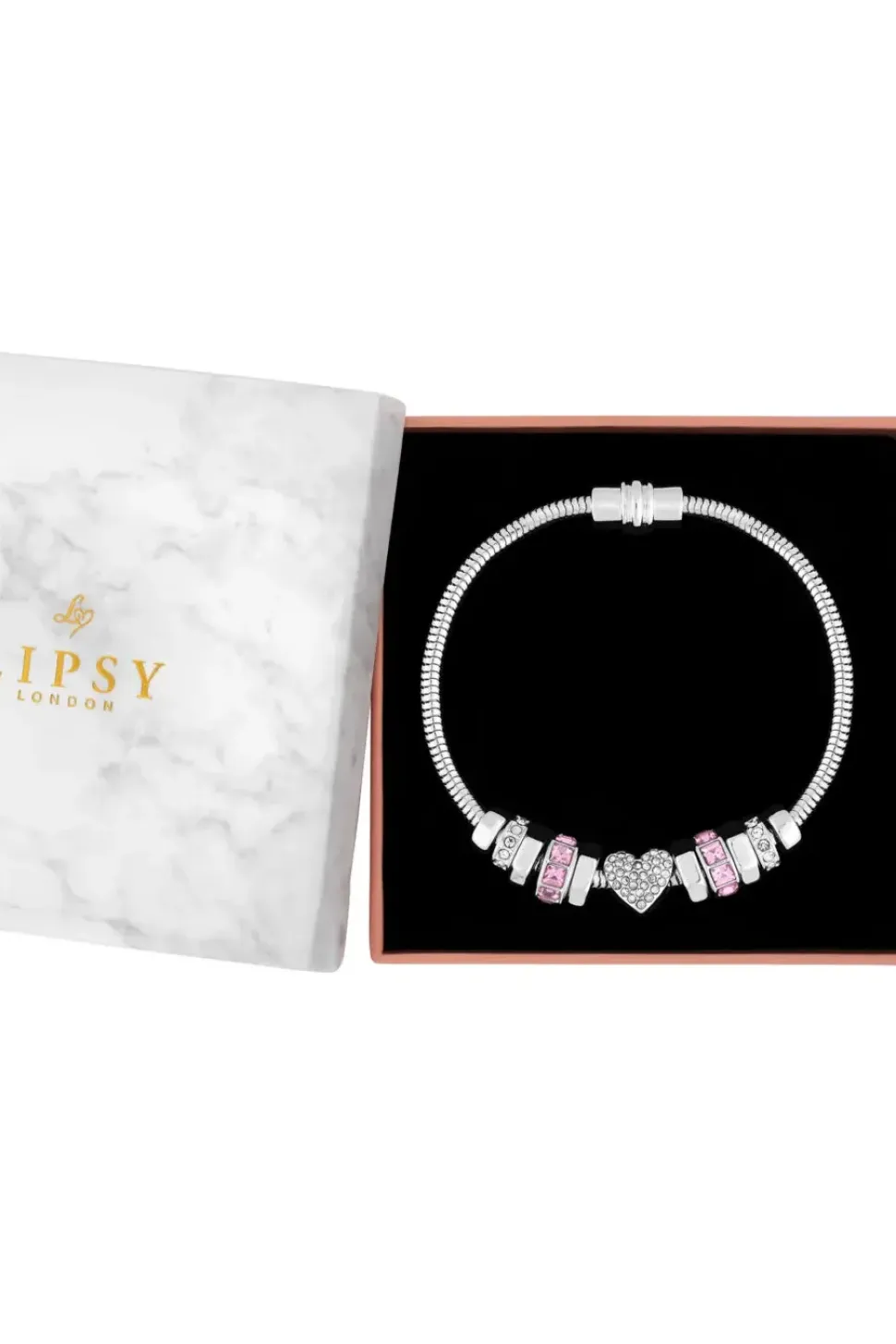 Silver Heart Pink Magnetic Bracelet - Gift Boxed