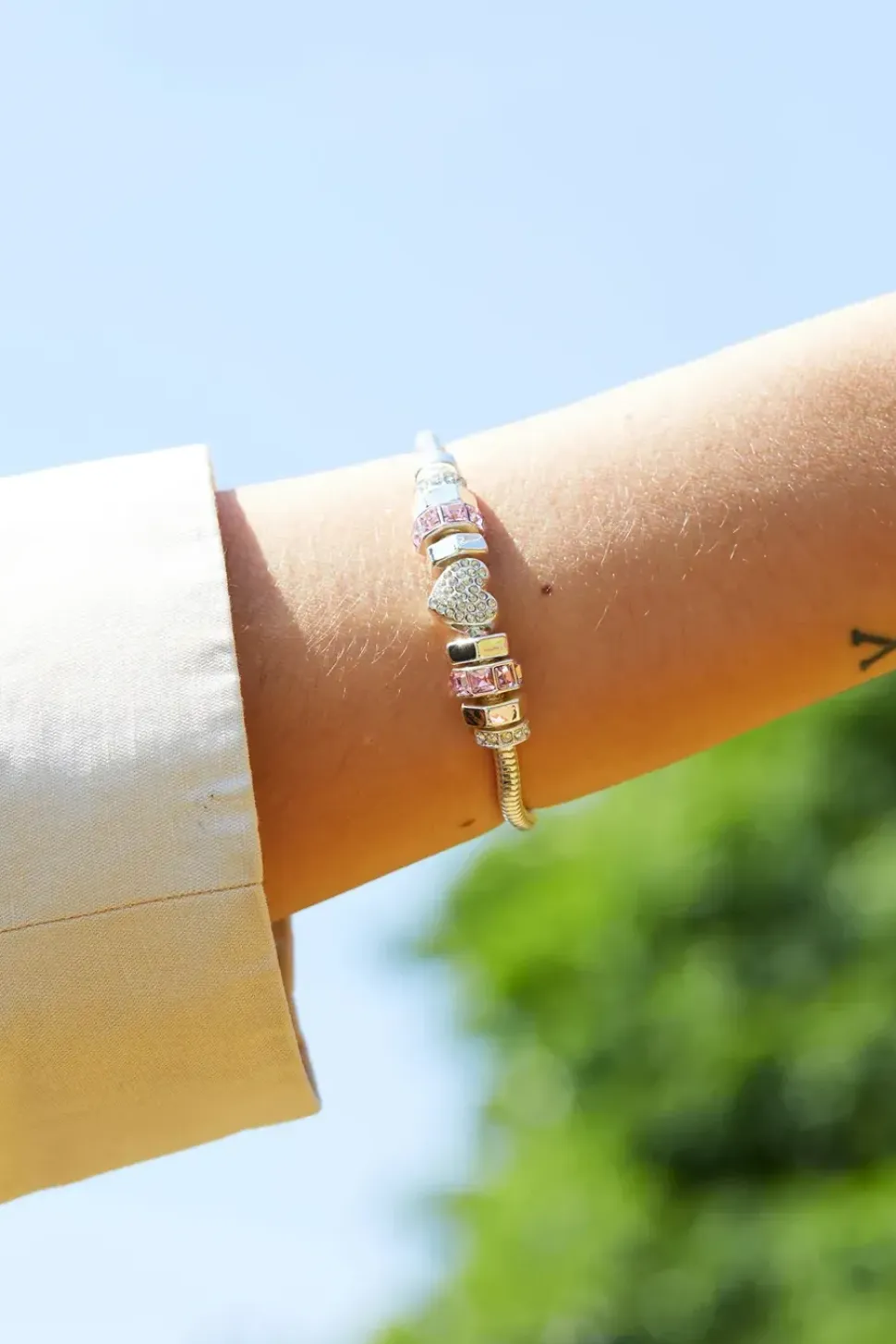 Silver Heart Pink Magnetic Bracelet - Gift Boxed