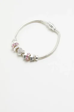 Silver Heart Pink Magnetic Bracelet - Gift Boxed