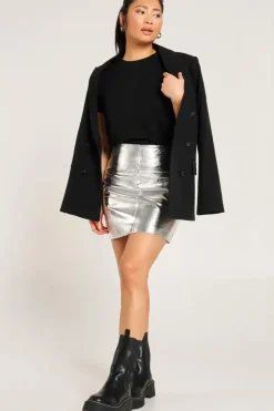 Silver Leather Skirt