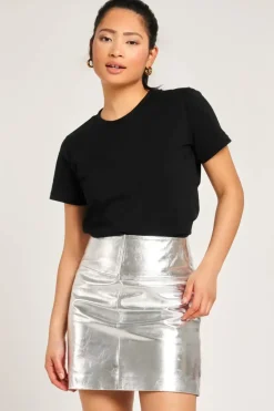 Silver Leather Skirt