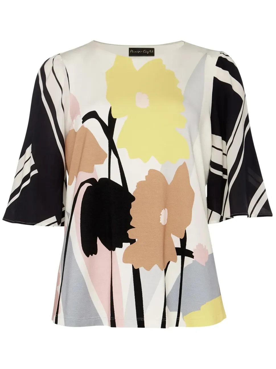 Silvie Floral And Stripe Print Top-Floral