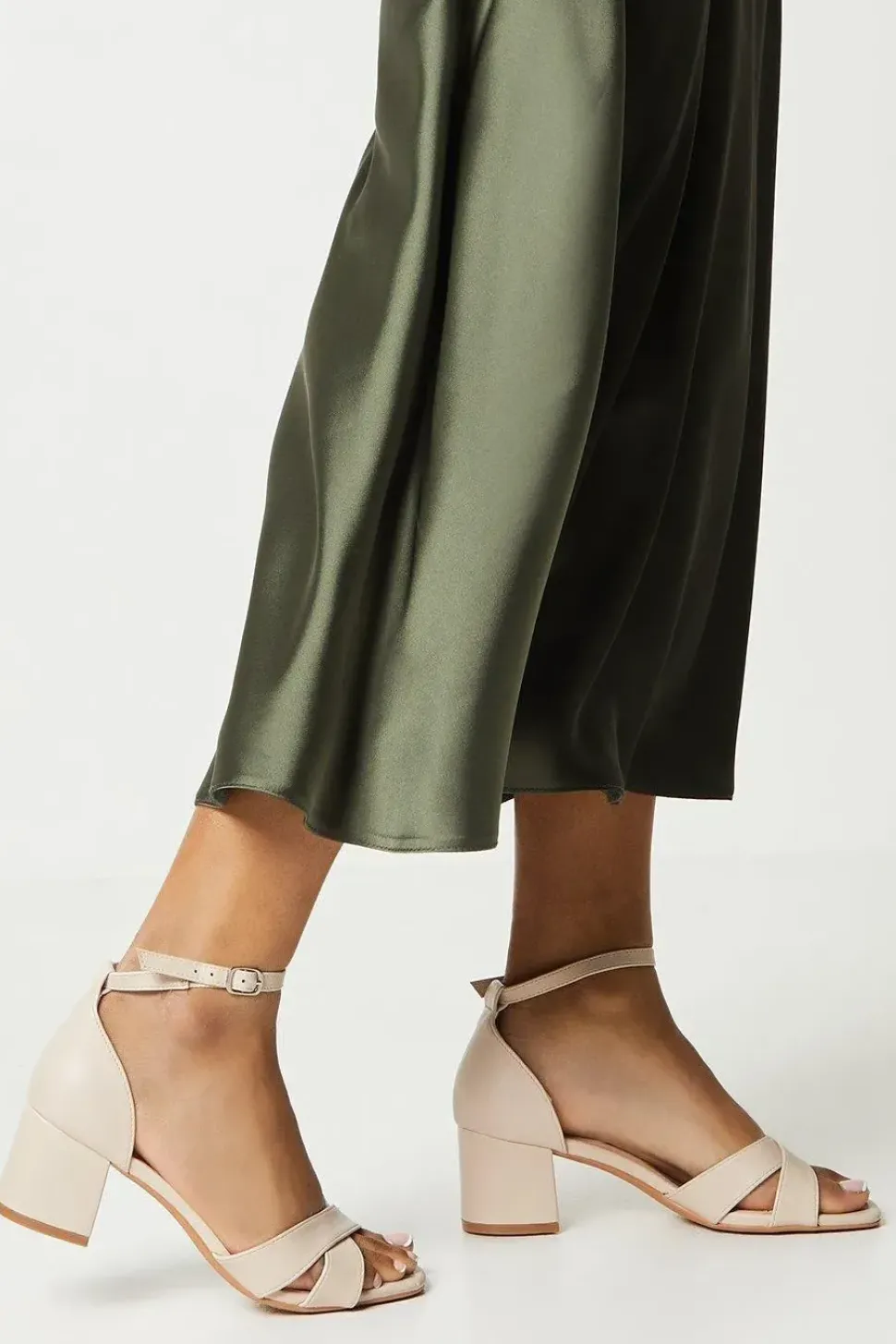 Simona Cross Strap Mid Block Heeled Sandals