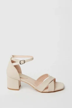 Simona Cross Strap Mid Block Heeled Sandals