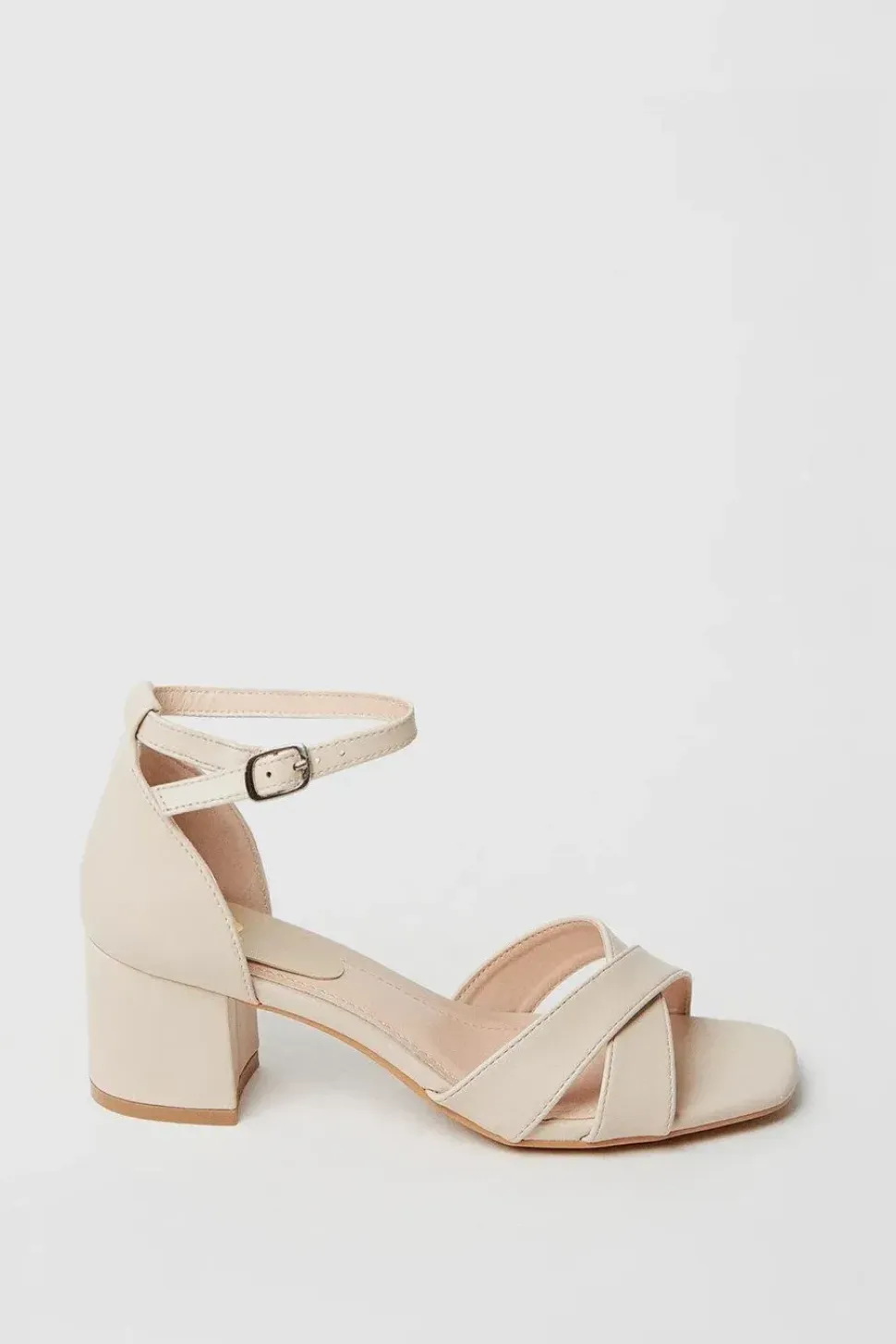 Simona Cross Strap Mid Block Heeled Sandals