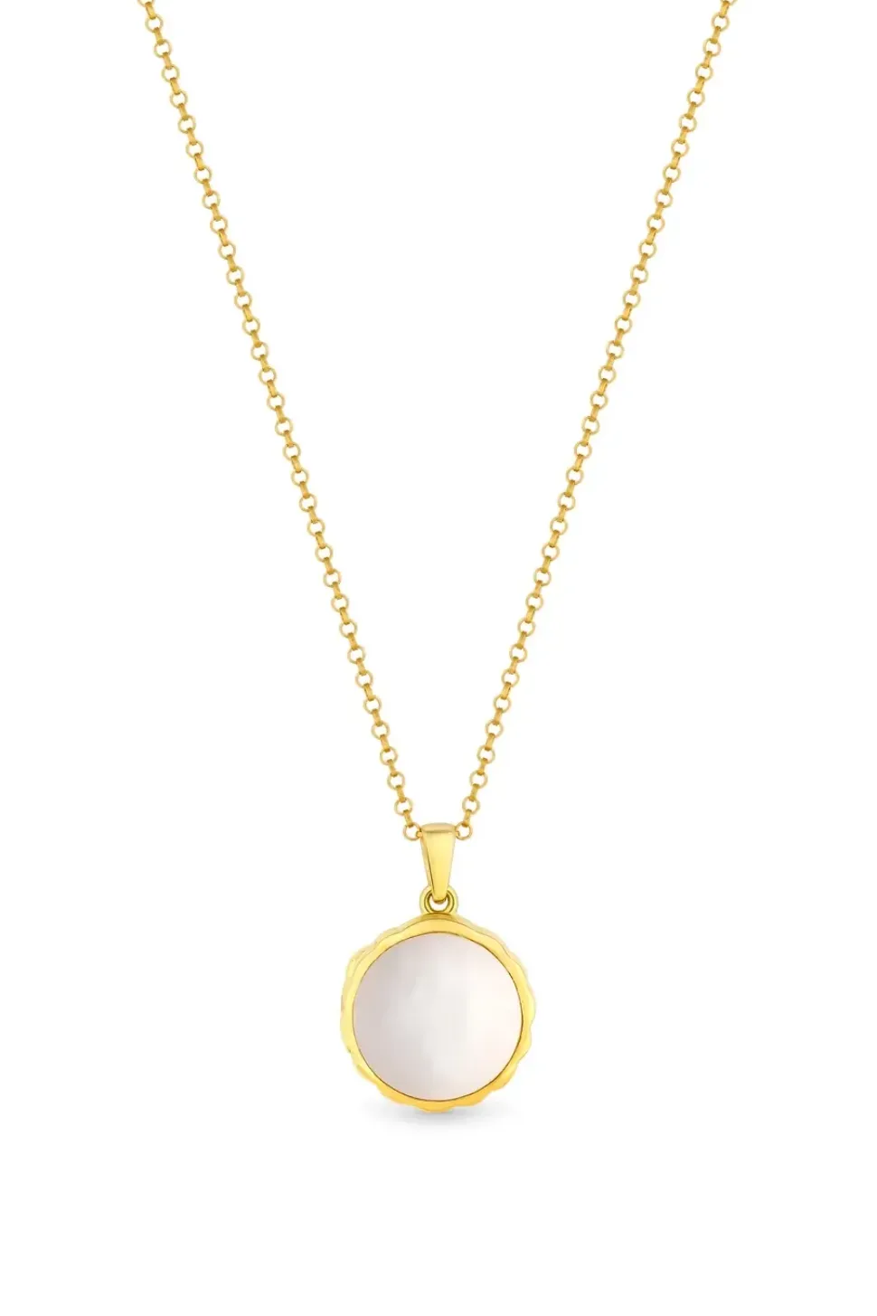 Simply Silver 14ct Gold Plated Sterling Silver 925 Mother Of Pearl Necklace