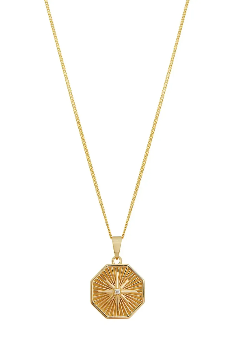 Simply Silver 14ct Gold Plated Sterling Silver With Cubic Zirconia Diamond Cut Necklace