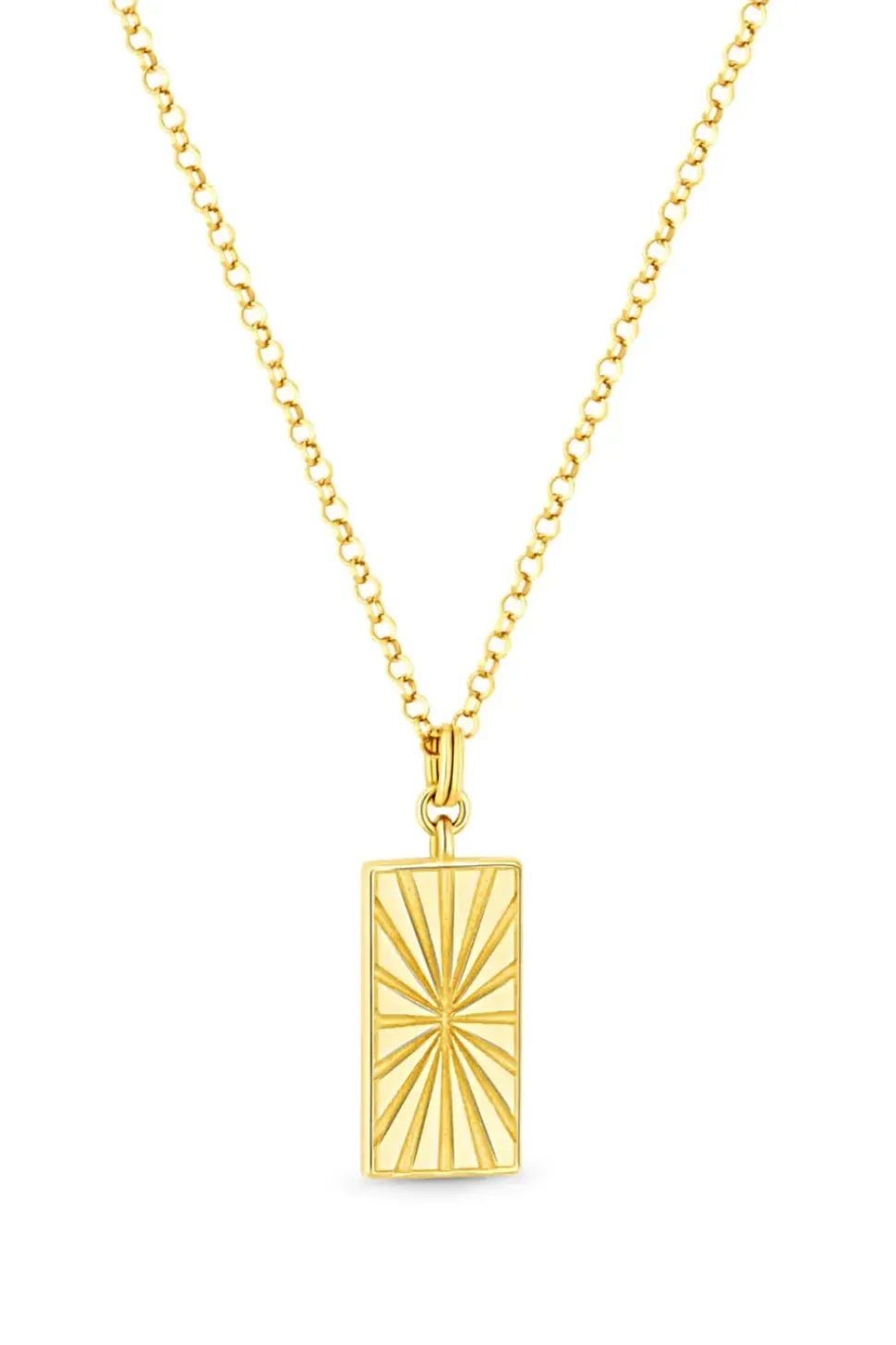 Simply Silver 14ct Gold Plated Sterling Silver 925 With Cubic Zirconia Rectangle Mystic Pendant