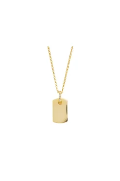 Simply Silver Gold Plated Sterling Silver 925 Tag Necklace