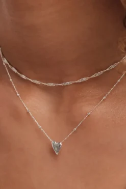 Simply Silver Recycled Sterling Silver 925 Heart Pendant Necklace