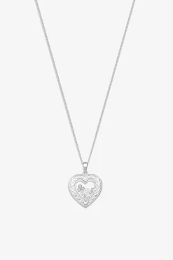 Simply Silver Sterling Silver 925 Cubic Zirconia Heart Shaker Necklace