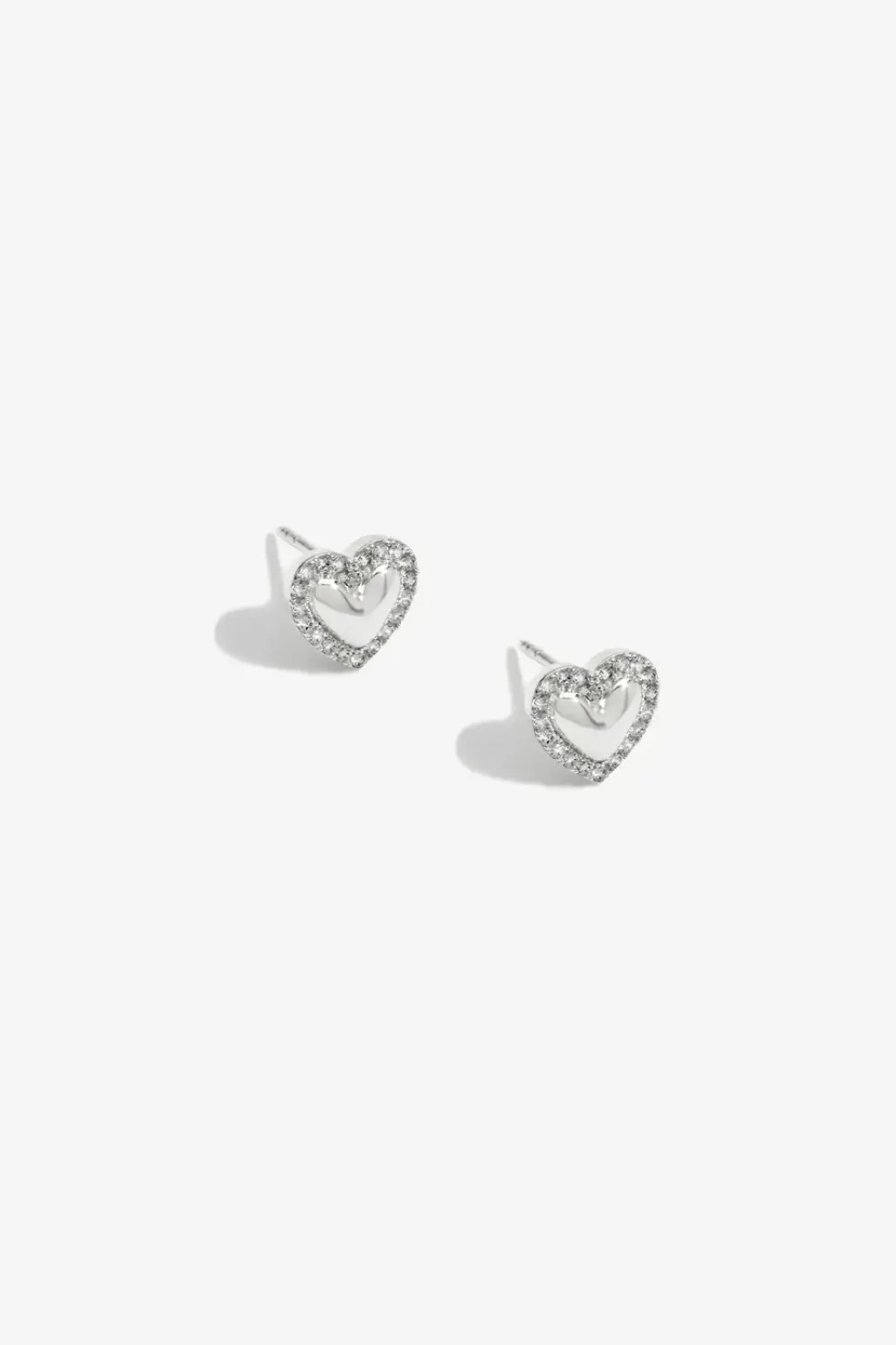 Simply Silver Sterling Silver 925 Cubic Zirconia Heart Stud Earrings
