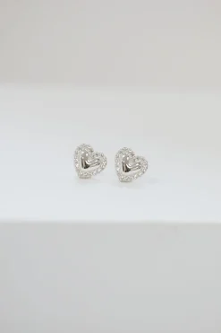 Simply Silver Sterling Silver 925 Cubic Zirconia Heart Stud Earrings