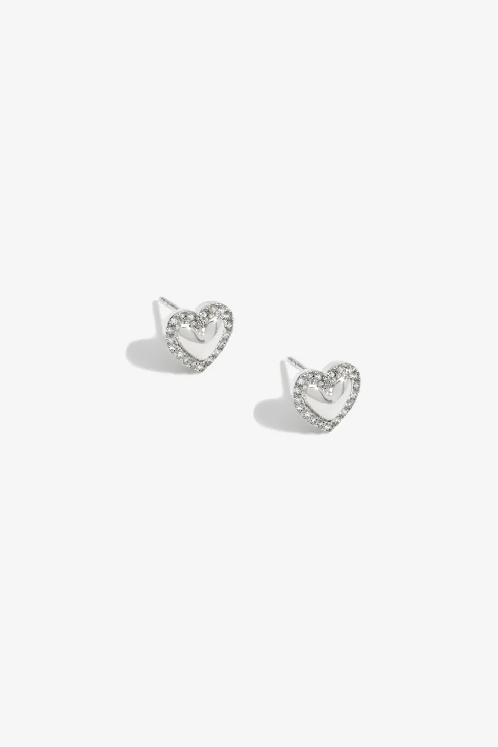 Simply Silver Sterling Silver 925 Cubic Zirconia Heart Stud Earrings