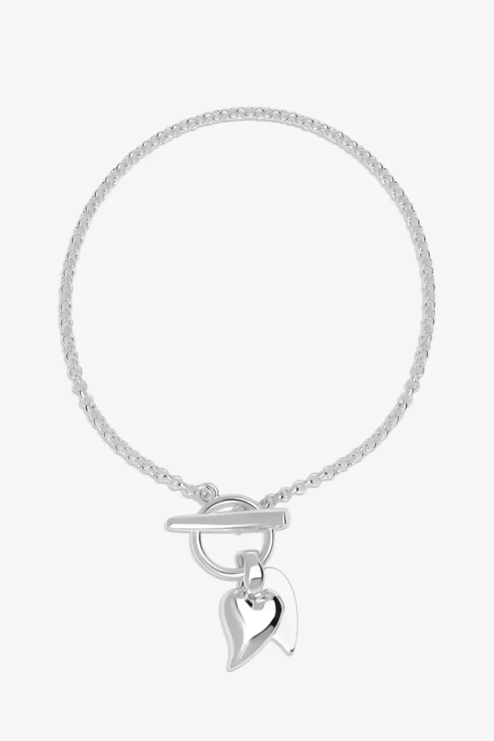 Simply Silver Sterling Silver 925 Heart Charm T Bar Bracelet