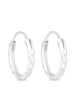 Simply Silver Sterling Silver 925 Mini Diamond Cut Hoop Earrings