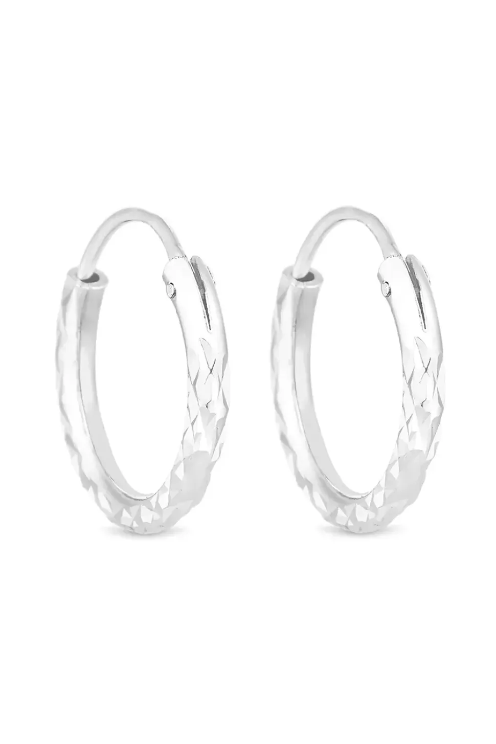 Simply Silver Sterling Silver 925 Mini Diamond Cut Hoop Earrings