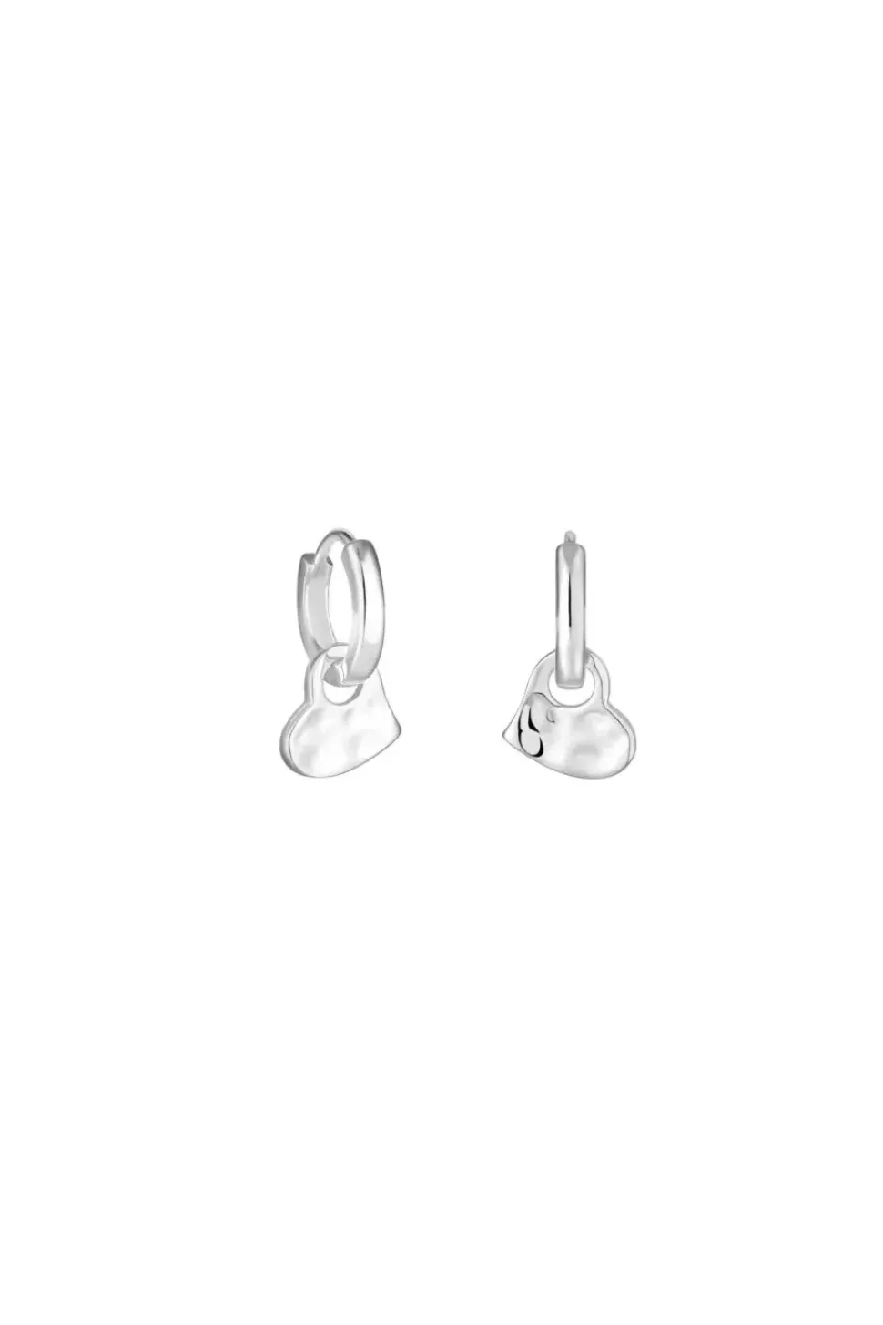 Simply Silver Sterling Silver 925 Polished Huggie Hoop Molten Heart Drop Earrings