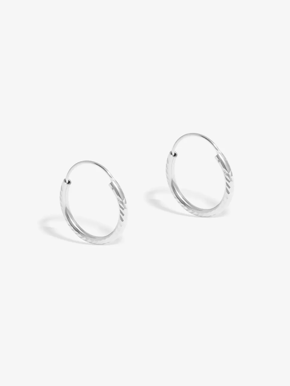 Simply Silver Sterling Silver 925 Polished Textured Hoop Earrings