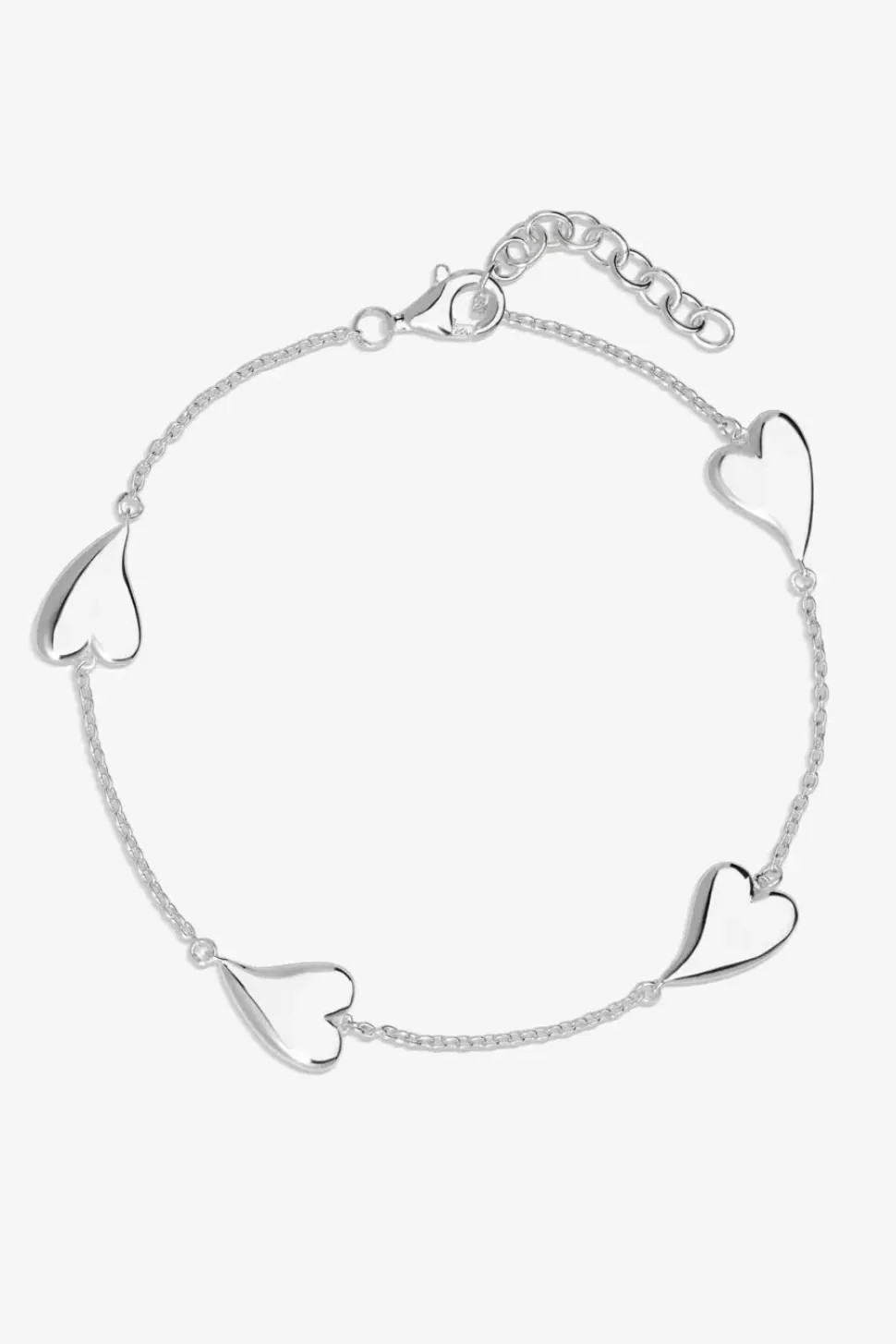 Simply Silver Sterling Silver 925 Silver Tapered Heart Station Bracelet