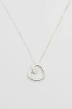 Simply Silver Sterling Silver 925 Swirl Open Heart Necklace