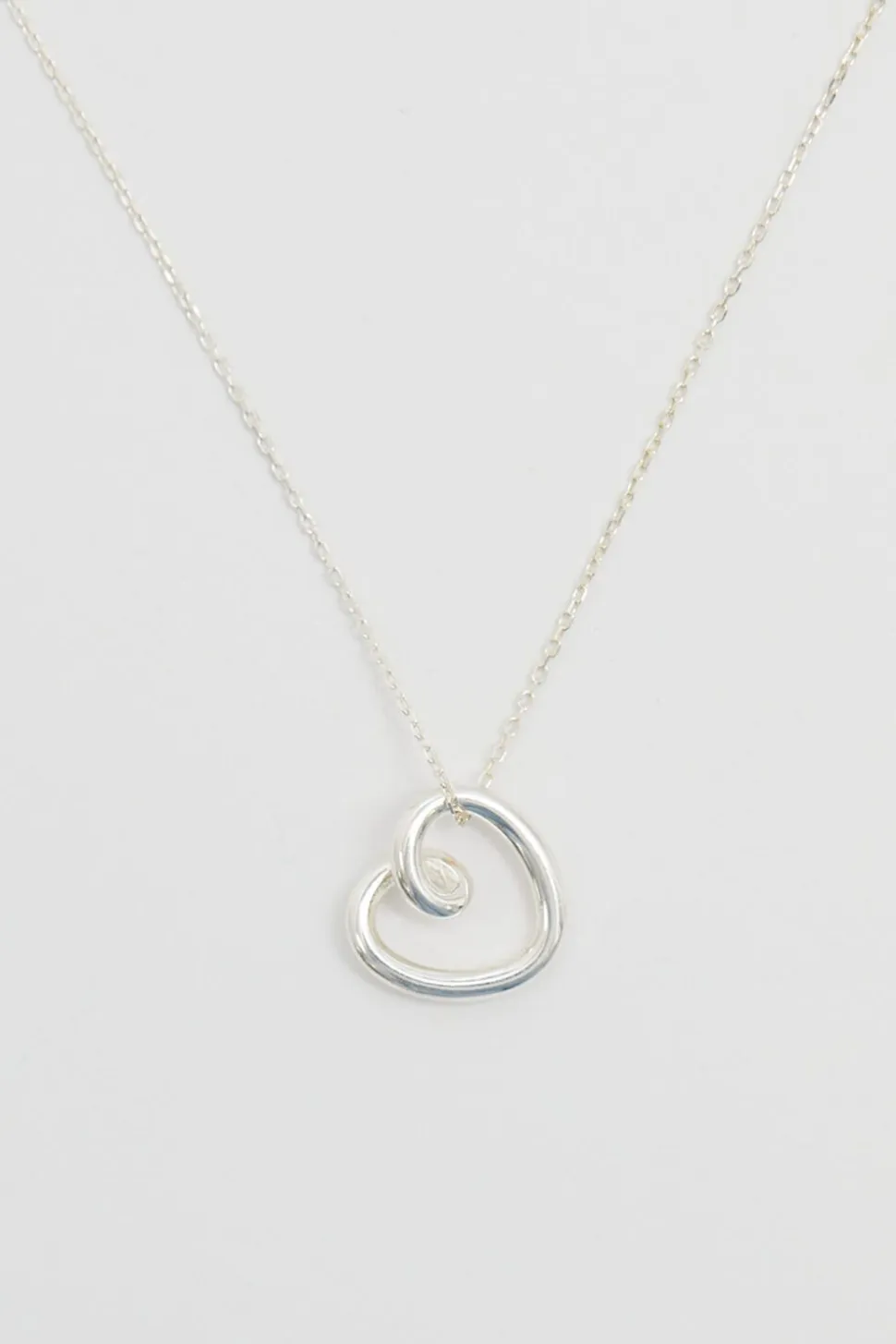 Simply Silver Sterling Silver 925 Swirl Open Heart Necklace