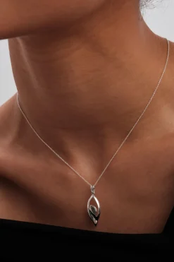 Simply Silver Sterling Silver 925 Tourmaline Navette Pendant Necklace